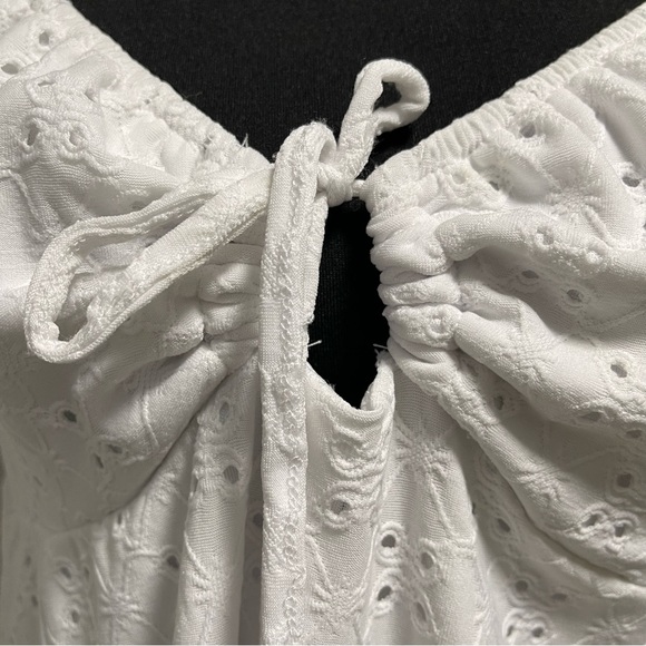 Jolie & Joy White Eyelet Poof Short Sleeve Women's Lined Dress X-LARGE - Picture 3 of 7